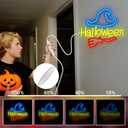 NOSUN Halloween Neon Sign Happy Halloween Wall Decor LED Lights for Bedroom Living Room Bar Office USB Powered Children Youth Hanging Light Up Sign for Halloween Decor Holiday Party Gift