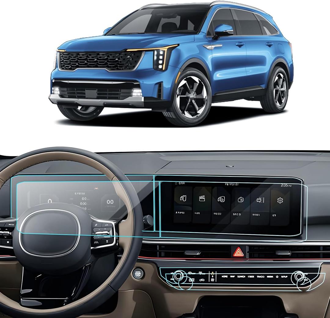 6PCS Screen Protector for 2024 2025 Kia Sorento LX/S/EX/X-Line/SX/Prestige/X-Pro SX Prestige Accessories Navigation & Dashboard & Air Conditioning Nano Screen Protector 12.3''