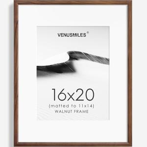 16x20 Picture Frame Natural Solid Walnut Photo Frames with 11x14 Removable Mat Wall Hanging Large Handcrafted Frame with HD Plexiglass Wall and Tabletop Display Large Poster Frame