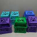 Storex Mini Crates – Stackable Small Storage Crates for Desktop Organization, 9 x 7.75 x 6 inches, School Blue, 12-Pack