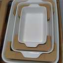 DOWAN Casserole Dishes for Oven, Baking Dishes Set, Ceramic Bakeware Sets of 3, Lasagna Pan Deep, Rectangular Baking Pan Set with Handles for Baking, Casserole, Kitchen, Wedding Gift, Soft White (15.6''/ 12.2''/ 8.9'')