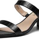 DREAM PAIRS Women's Two Strap Open Toe Low Block Chunky Heels Sandals Dress Pumps Casual Summer Mules Shoes (7)