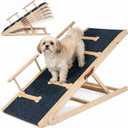 Dog Ramp Adjustable 5 Heights, Non-Slip Design with Leather Handle for Easy Transport & Storage, Perfect for Beds and Couches-Ideal for Small to Large Dogs