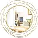 ironsmithn Round Mirror, Gold Metal Frame Mirror with Orbital Design, Rounded Hanging Mirrors Decorative, Circle Wall Mirrors for Bathroom Vanity, Living Room or Bedroom, 26.8" x26.8"