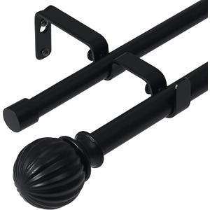 NICETOWN Curtain Rods 2-Pack 72-144 Inch, Adjustable Matte Black Rods with Decorative Finials for Windows, Heavy Duty Window Drapery Poles for Indoor Outdoor Patio Bedroom
