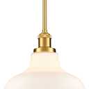 HOLKIRT Modern Pendant Light Fixtures Gold Pendant Lights Kitchen Island Hanging Lights for Bedroom Dining Room Bathroom with Dome Opal Glass,Adjustable Height (Brass)