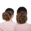 Benehair Messy Bun Hair Piece with Combs Clip in Bun Scrunchie Juva Bun Dish Fluffy Wavy Hair Updo Easy Stretch Big Chignon Short Ponytail Hairpiece for Women Light Brown 90g