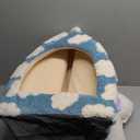 Lesure Cute Cat Beds for Indoor Cats - 2 in 1 Cat Cave Bed for Kittens and Small Pets with Removable Washable Cushioned Pillow, Cozy Kitten Tent with Non-Slip Bottom, Blue, 16 inches