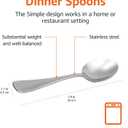Amazon Basics Stainless Steel Dishwasher Safe Dinner Spoons with Round Edge, Large Tablespoons, Substantial Weight, 7.9 inches, Silver, Pack of 12