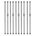 Sidasu 10 Pack Iron Balusters for Staircase Stair Spindles Hollow Single Basket with Double Twist 1/2" Square Metal Stair Balusters with 20 Baluster Swivel Shoes