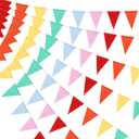 HESTYA 42 Pieces Colorful Pennant Banner Flag Multicolor Bunting Triangle Banner Pastel Pennants for Birthdays Easter School Carnival Garland Outdoor Events Party Hanging Decorations(Rainbow) (Red, Orange, Yellow, Green, Blue, Purple)