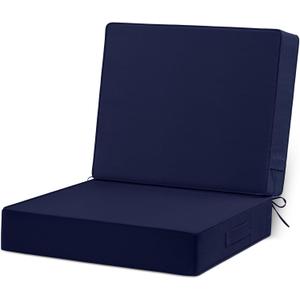 Cozyide 24x24 Outdoor Cushions for Patio Furniture, Waterproof Outdoor Chair Cushions with Non-Slip Ties and Handle, Washable Deep Seat Cushions for Outdoor Furniture with Removable Cover, Navy