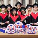 Red and Blue Graduation Decorations Dinnerware Set, Class of 2026 Graduation Plates and Napkins, Graduation Plates and Cups and Napkins Set for Congrats Grad Party Decorations, Serve 25