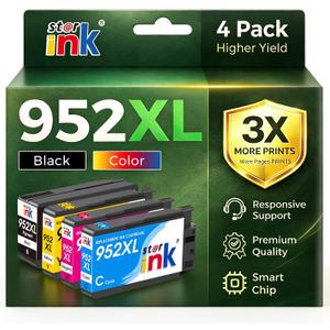 Starink 952XL Ink Cartridges Combo Pack Replacement for HP 952 XL 952XL work with OfficeJet Pro 8710 7740 8210 8720 8715 8730 8740 8702 7720 Printers, High Yield (Black, Cyan, Magenta, Yellow, 4-Pack)
