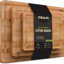 Bamboo Cutting Boards Set of 3 - Sustainable Kitchen Boards with Juice Grooves & Built-In Handles, Knife-Friendly for Charcuterie, Serving & Meal Prep