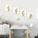 HJY Art Calla Lily Wall Art Flower Pictures Canvas Flowers Wall Decor Floral Plants Poster for Living Room Bedroom Bathroom Home Decorations Framed Artwork Ready to Hang (12''W x 12''H x 4) (Green and pink)