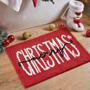 Red Merry Christmas Bath Mat for Bathroom Decorations 16W x 24L Winter Snowflake Cute Seasonal Xmas Bathroom Mat Non Slip Washable Microfiber Shaggy Absorbent Christmas Bath Rug