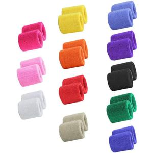 STONCEL 12 Pairs Colorful Sports Wristbands Cotton Sweatband Wristbands Wrist Sweatbands Wrist Sweat Bands for Tennis, Sport, Basketball,Gymnastics, Golf,Running (12pair Random Color)