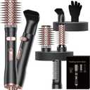 4 in 1 Rotating Hair Dryer Brush, Heated Hot Air Styling Blow Dryer Brush Thermal Round Brush Set with Auto Rotating 360 Fast Drying Multi-Temperature Settings Detachable Design