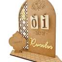 Ramadan Advent Calendars Wood Eid Mubarak Countdown Calendars Tracker Date for Kids Gift DIY 2025 Arabic Muslim Islamic Holiday Table Home Decorations Count Down Calendar (L-1)