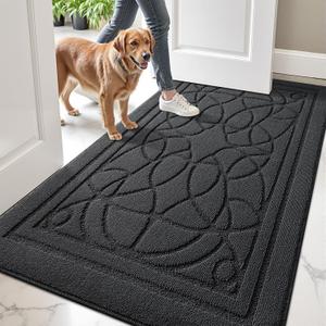 LUMI Door Mat Indoor Entrance 36"x60", Front Welcome Mat with Non-Slip Rubber Backing, Low Profile Dirt Trapper Inside Doormat for Entrance, Garage, Patio, Grey