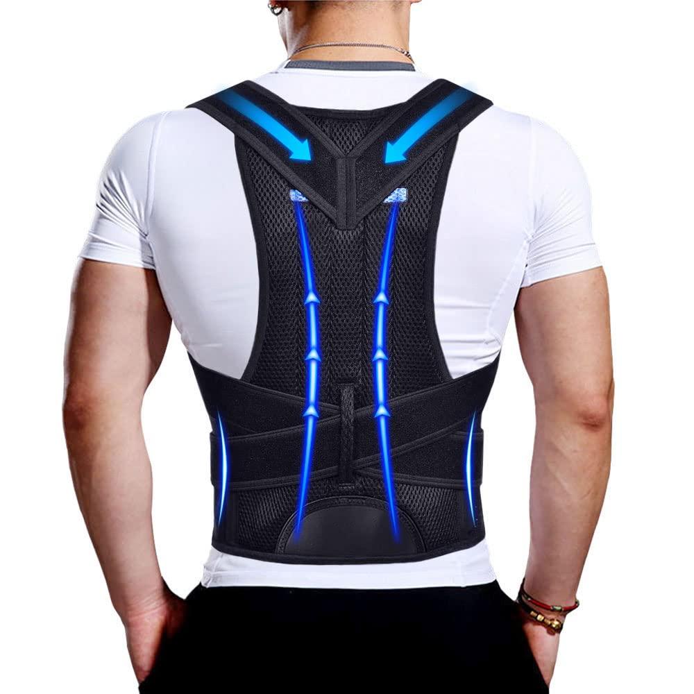 Upgraded Posture Corrector Back Brace for Men and Women, New Version Lumbar Support for Posture Improving and Pain Relief, Full Back Support for Neck, Shoulder, Waist Pain (M)