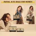YOOLIFE Gifts for Women - Initial Jute Tote Bag & 2 Makeup Bags Personalized Gifts for Women Teacher Mom Friend Birthday