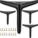 6 inch/15cm Matte Black Metal Furniture Legs Set of 4, Triangle Sofa Legs DIY Replacement for TV Stand, Sofa, Chair, Cabinet Cupboard