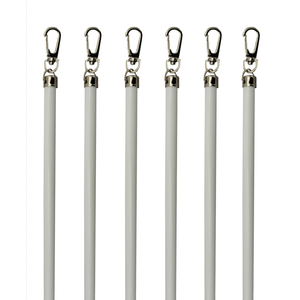 Generic White Aluminum Drapery Curtain Wand Pull Rod w/Swivel Snap & Handle White (6 Pack - 24""), Silver