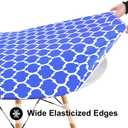Smiry Round Picnic Tablecloth, Waterproof Elastic Fitted Table Covers for 36" - 44" Tables, Wipeable Flannel Backed Vinyl Tablecloths for Camping, Indoor, Outdoor, Blue & White
