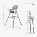 Dream On Me Portable 2-in-1 Tabletalk High Chair, Convertible Compact High Chair, Light Weight Portable Highchair, Grey