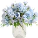 ASTRYAS Artificial Flowers, 2Pcs Blue Fake Peony Silk Peonies Faux Flowers Arrangements for Home Decor Wedding Party Christmas (Light Blue)