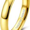 Jstyle 2mm 4mm 6mm 8mm Tungsten Rings for Men Women Hypoallergenic Wedding Band Rings Gold/Silver Domed High Polish Comfort Fit Size 6-12 Not Tarnished