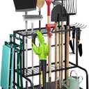 Garden Tool Organizer, Large Yard Tool Tower Rack for Garage Organization and Storage, Gardening Tool Stand for Shed or Outdoor, Metal Garden Tool Holder Up to 78 Tools, Shovel, Rake, Black