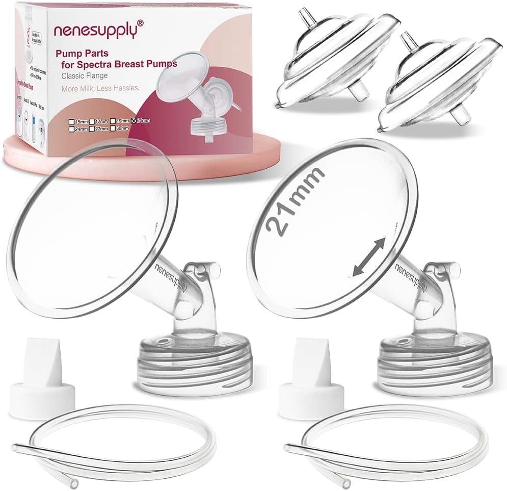 Nenesupply 21mm Flange Pump Parts Compatible w Spectra S2 S1 Breast Pumps Replacement Kit for Spectra Pump Parts S2 Parts S2 Accessories Inc Flange Duckbill Valve Backflow Protector