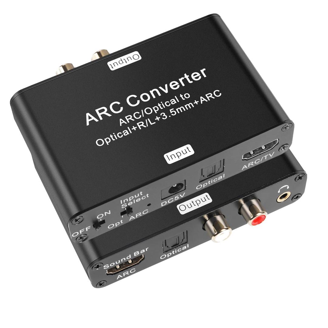 HDMI Audio Extractor - Optical to HDMI ARC, Digital to Analog Converter, SPDIF Optical, RCA L/R, 3.5mm Jack Stereo Audio Out for TV and Sonos Soundbar