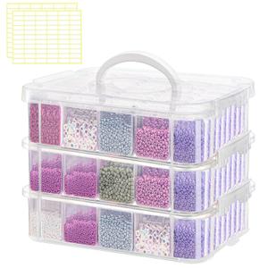 120pcs Bead Storagebead organizer boxes,3-Tier bead organizer boxes and craft storage boxes,Bead storage Stackable portable box,DIY Jewelry Craft Nails, Bracelets, Jewelry, (120pcs 2.09 x 1.57 x 0.8)