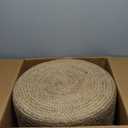 The Knitted Co. Jute Pouf Ottoman | Footrest Pouf | Hand Braided - Round Boho Pouffe - for Living Room, Bedroom, Nursery (18"x18"x12") Natural