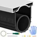 MYFAMIREA 10FT Garage Door Seals Bottom Rubber, Pre-drilled Aluminum Track Retainer Kit Weather Stripping, U+O Ring Weatherproof Threshold Strip Replacement Bottom for Garage Door, 1.57" Width, Black