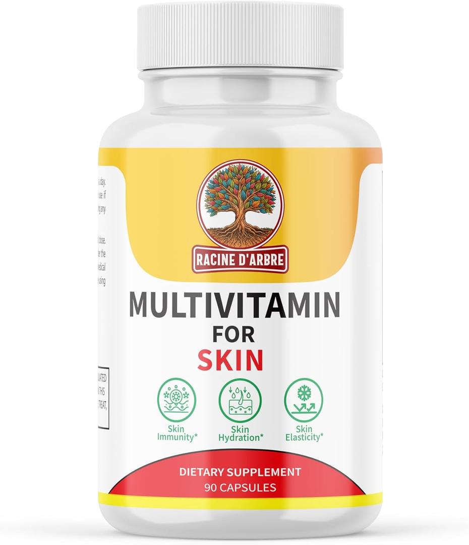 Racine DARBRE Multivitamin Skin Supplement Hyaluronic Acid, Vitamin C, Selenium, Biotin, Zinc & Proline Collagen, Hydration & Beauty Support 90 Capsules