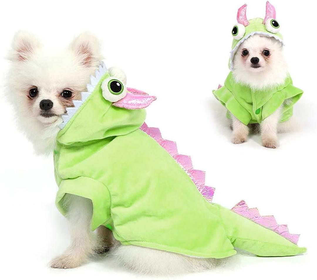 Dog Dragon Costume Pet Halloween Christmas Cosplay Dinosaur Costumes Puppy Cat Winter Coat Hoodie Clothes,Size L