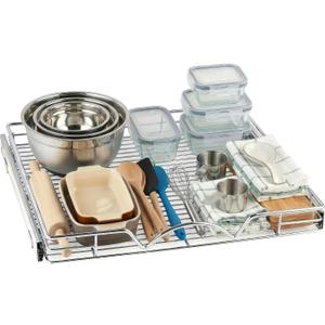 HOLDN STORAGE Pull Out Cabinet Organizer, Heavy Duty Caddy -22W x 21D - Requires At Least 23-1/4 Cabinet Opening, Steel Metal Cabinet Drawers Slide Out, Chrome
