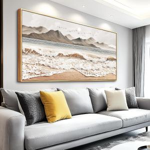 JUDASJART Canvas Wall Art For Living Room Large Wall Decor For Office Bedroom Decorations Coastal Beach Waves Landscape Pictures Farmhouse Painting Artwork Room Wall Mural Aesthetic Home Decor 30x60 In