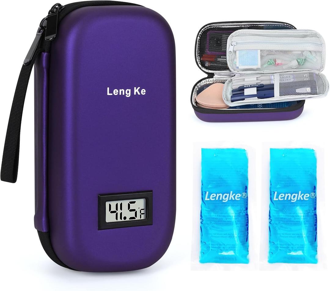 YOUSHARES Insulin Cooler Travel Case with 2 TSA Approved Ice Packs, Diabetic Medication Cooling Bag with Temperature Display, Refrigerated Insulated Storage Kit for Insulin Pen and Diabetes Supplies