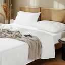 LBRO2M 1000 Thread Count 100% Cotton Sheets Set,King Size Bed Sheet 4 Piece Sets,Long Staple,16 Inches Deep Pocket,All Season,Bedding Super Soft Comforterble Breathable,Sateen Weave(White)
