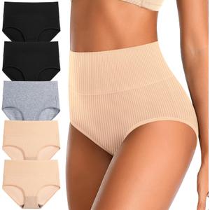 Womens Underwear Full Coverage Panties for Ladies Soft Breathable Cotton Briefs High Waisted Hipster (XL)