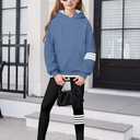 NECIOUS Girls Clothes size 10 12 Girls Fall Outfits Winter Clothes Trendy Stripes Hoodie Tops Leggings Sweatpants 2 Piece Teen Preppy Clothing Sets (Blue)