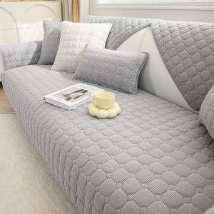 JIAN YA NA Sectional Couch Cover, Corduroy Sofa Slipcover for Pets and Kids, Anti-Slip Washable Furniture Protector for 3-Cushion Couch, Loveseat, Recliner, L-Shaped Sofa, Armrest & Backrest (1 Piece)