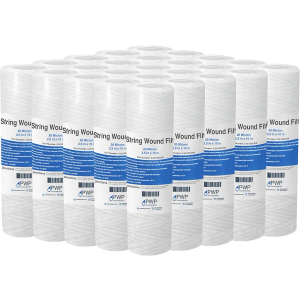 Sediment String Wound Water Filter Cartridge Standard 2.5x10" 20 Micron 25 Pack