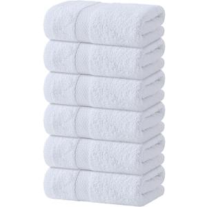 White Hand Towels Set for Bathroom, 6 Pack - Cotton Hand Towel Set for Gym, Kitchen and Spa, 16x27 Inches Soft Highly Absorbent Quick Dry Terry Salon Towels